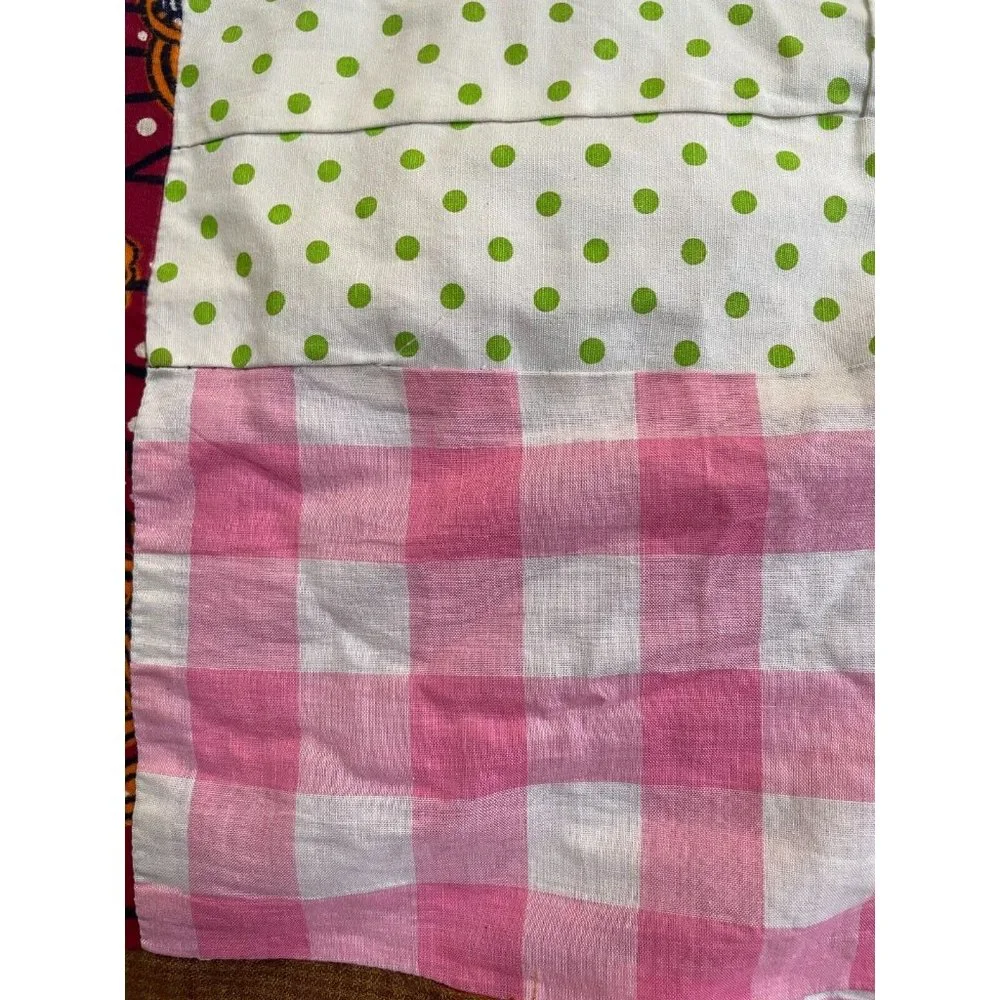 VTG Handmade Patchwork quilt bedspread thin hippy animal full 85 X 71
